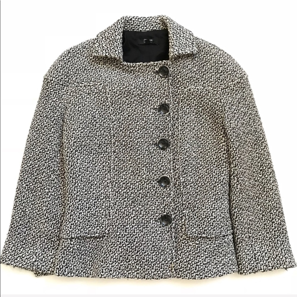 Philippe Adec wool black tweed blazer jacket